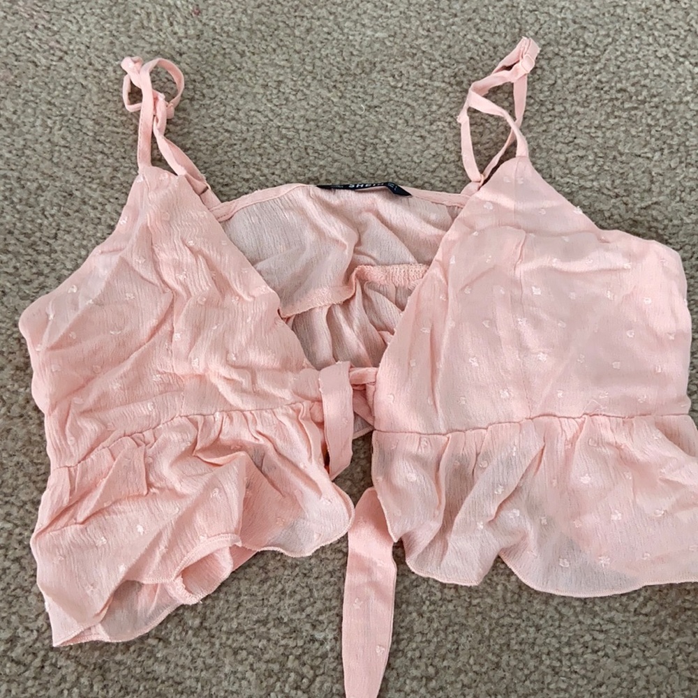 Baby Pink Tie in Front Crop Top